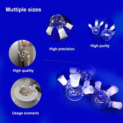 کیفیت  Support Custom Fused Silica Quartz Glass Flask With  29/32 24/29  Joint کارخانه