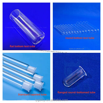 کیفیت  Factory made high temperature resistant fused quartz glass tubes  flat/round bottomrtest tubes for laboratory use کارخانه