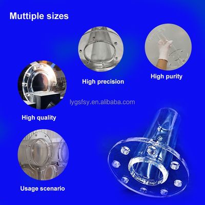 لوله شیشه ای کوارتز فلنج دار با انتقال 80% UV، مقاومت در برابر خوردگی در دمای بالا، سفارشی سازی