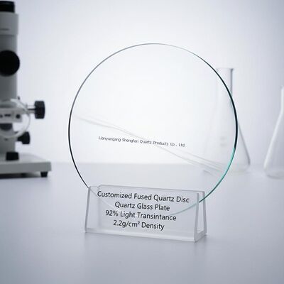 صفحه کوارتز ذوب شده سفارشی با 92٪ انتقال نور 2.2g / cm3 تراکم و دمای کار 1150 ° C