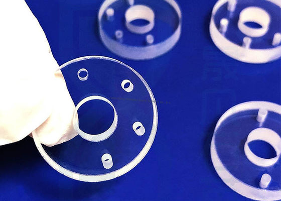 دقت بالا JGS1 JGS2 JGS3 صفحه شیشه ای کوارتز صفحه شیشه ای کوارتز فرش CNC فرآیند برش به اندازه فلوز شده سیلیس دیسک شیشه ای کوارتز